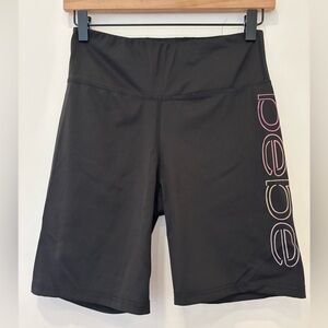 Bebe Sport biker Shorts workout yoga Pilates rainbow athleisure Y2K 90s logo